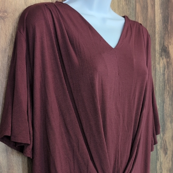 Grace & Lace Burgundy Drape Blouse M                                        L112 - Picture 1 of 5